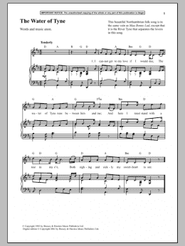 page one of The Water Of Tyne (Piano & Vocal)