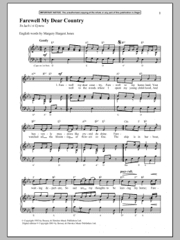 page one of Farewell My Dear Country (Piano & Vocal)