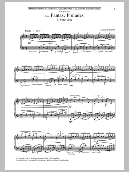 page one of Fantasy Preludes, 3. Sotto Voce (Piano Solo)