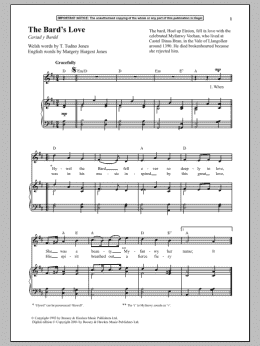 page one of The Bard's Love (Piano & Vocal)
