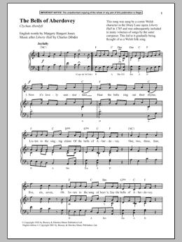 page one of The Bells Of Aberdovey (Piano & Vocal)