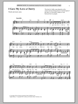 page one of I Gave My Love A Cherry (Piano & Vocal)