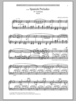 page one of Spanish Preludes, 1b. Cantilena (Ballad) (Piano Solo)