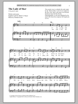 page one of The Lady Of Sker (Piano & Vocal)