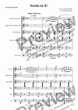 page one of Sortie in Eb - arranged for [UK] Brass Band