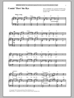 page one of Comin Thro The Rye (Piano & Vocal)