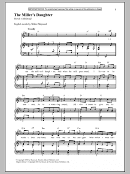 page one of The Miller's Daughter (Piano & Vocal)