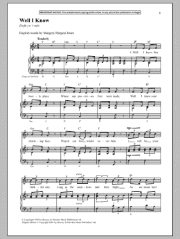 page one of Well I Know (Piano & Vocal)