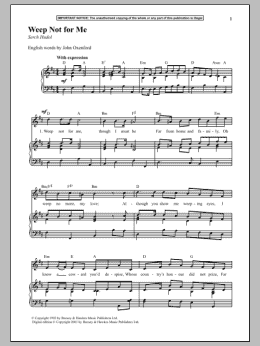 page one of Weep Not For Me (Piano & Vocal)