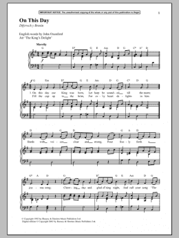 page one of On This Day (Piano & Vocal)