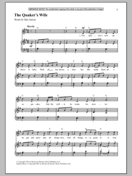 page one of The Quaker's Wife (Piano & Vocal)