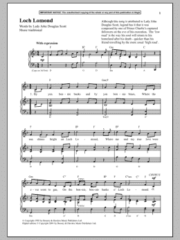 page one of Loch Lomond (Piano & Vocal)