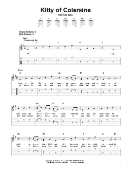 page one of Kitty Of Coleraine (Easy Guitar Tab)