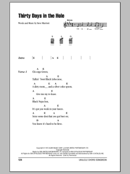 page one of Thirty Days In The Hole (Ukulele Chords/Lyrics)