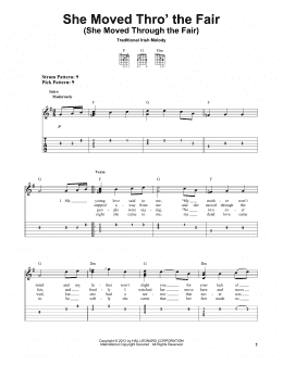 page one of She Moved Thro' The Fair (She Moved Through The Fair) (Easy Guitar Tab)
