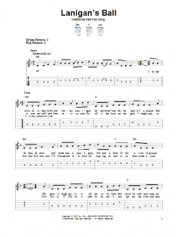 page one of Lanigan's Ball (Easy Guitar Tab)