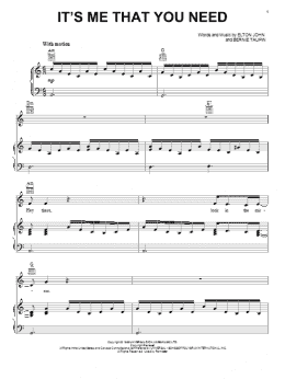 page one of It's Me That You Need (Piano, Vocal & Guitar Chords (Right-Hand Melody))
