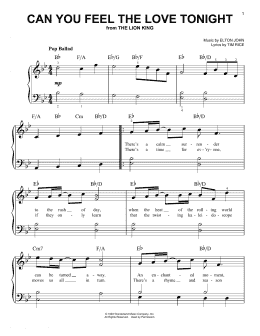 page one of Can You Feel The Love Tonight (from The Lion King) (Easy Piano)