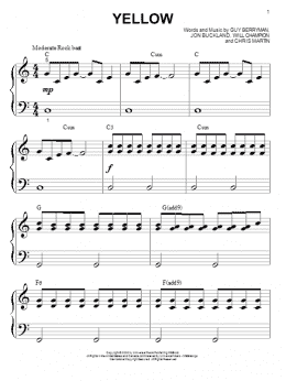 page one of Yellow (Big Note Piano)