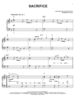 page one of Sacrifice (Easy Piano)