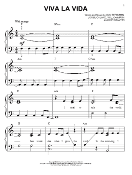 page one of Viva La Vida (Big Note Piano)