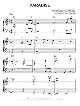 page one of Paradise (Big Note Piano)
