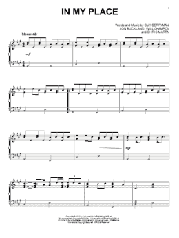 page one of In My Place (Piano Solo)