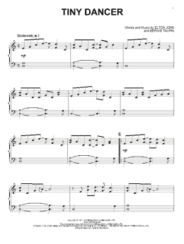 page one of Tiny Dancer (Piano Solo)