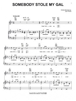 page one of Somebody Stole My Gal (Piano, Vocal & Guitar Chords (Right-Hand Melody))