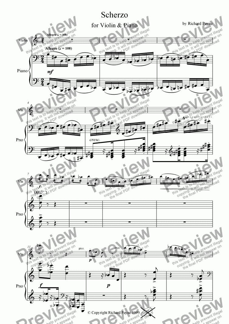 page one of Scherzo for Violin & Piano