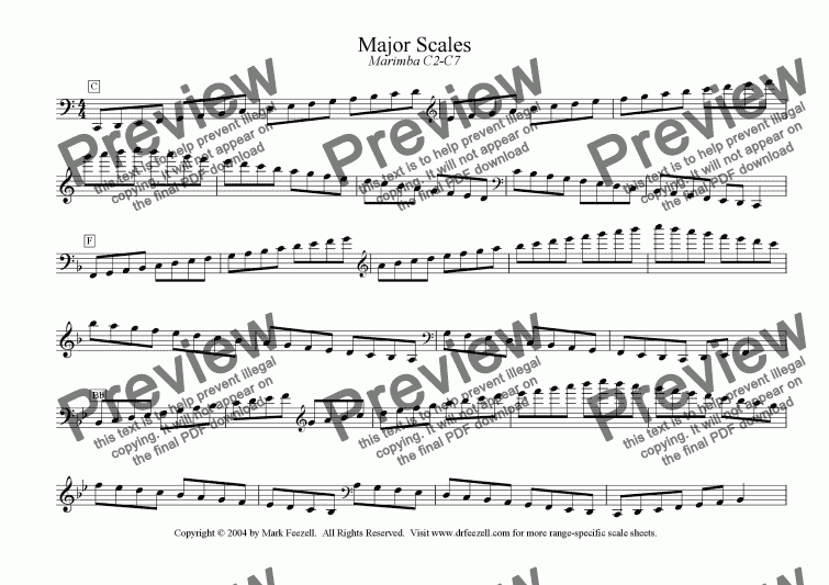 Marimba Note Chart