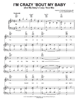 page one of I'm Crazy 'Bout My Baby (And My Baby's Crazy 'Bout Me) (Piano, Vocal & Guitar Chords (Right-Hand Melody))