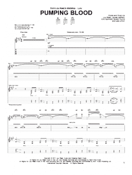 page one of Pumping Blood (Guitar Tab)