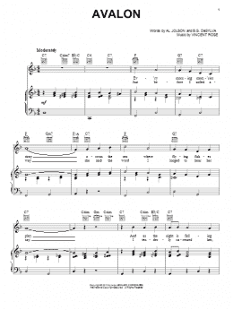 page one of Avalon (Piano, Vocal & Guitar Chords (Right-Hand Melody))
