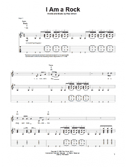 page one of I Am A Rock (Guitar Tab (Single Guitar))