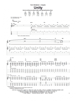 page one of Unity (Guitar Tab)