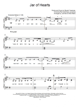 page one of Jar Of Hearts (Educational Piano)