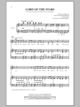 page one of Lord Of The Stars (Unison Choir)