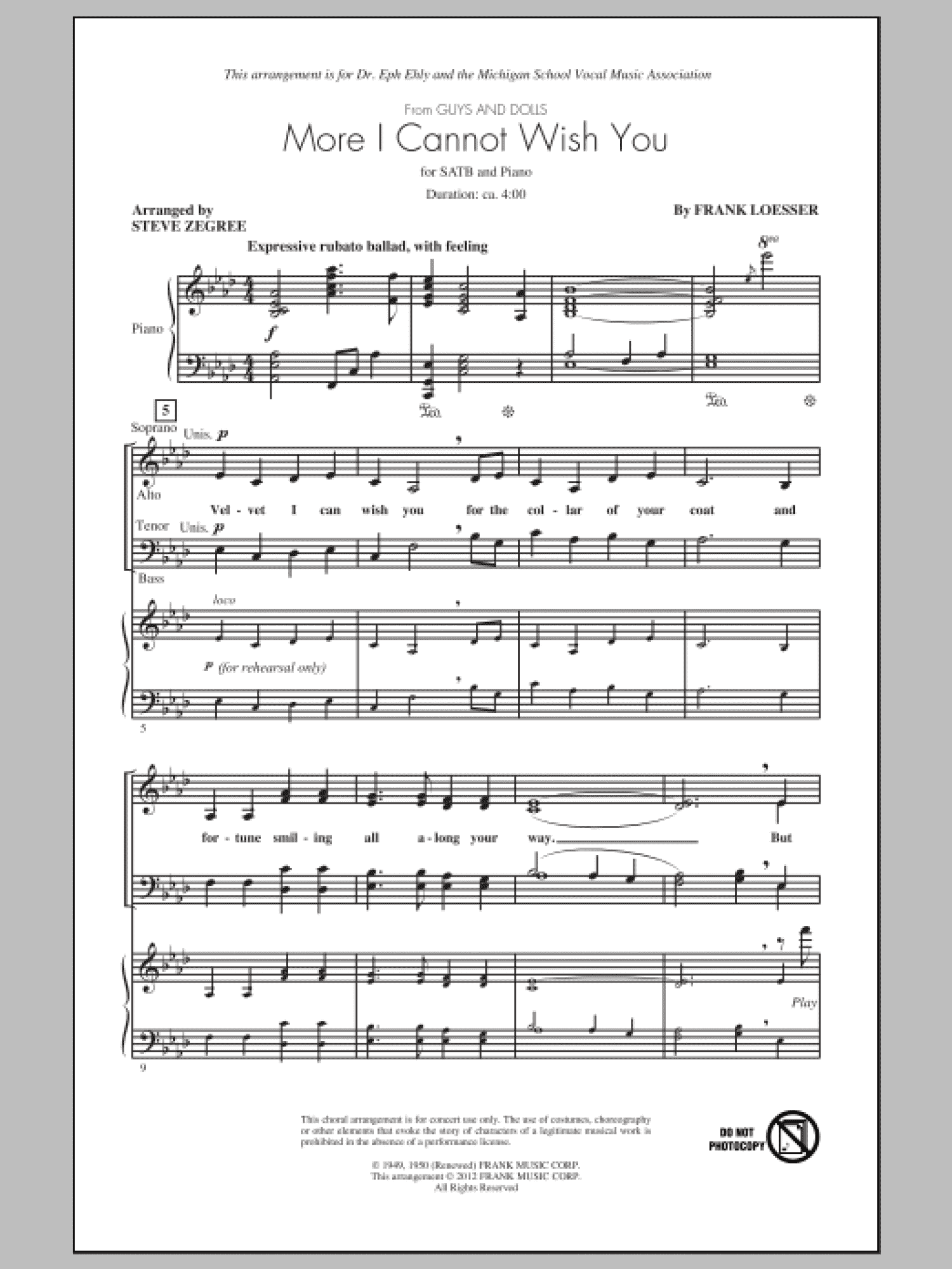 More I Cannot Wish You (SATB Choir)