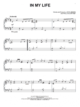 page one of In My Life (Piano Solo)