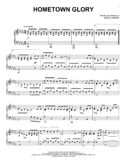 page one of Hometown Glory (Piano Solo)