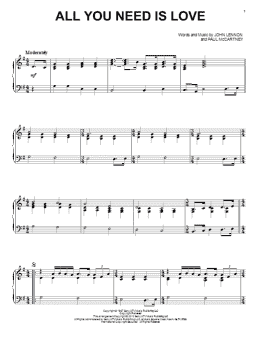 page one of All You Need Is Love (Piano Solo)