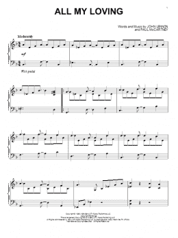 page one of All My Loving (Piano Solo)