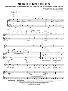 page one of Northern Lights (Piano, Vocal & Guitar Chords (Right-Hand Melody))
