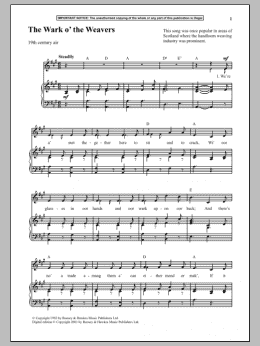page one of The Wark O The Weavers (Piano & Vocal)