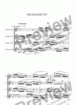 page one of Solfeggietto (Clarinet 4tet)