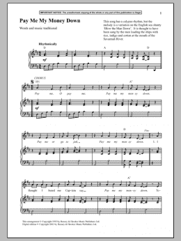 page one of Pay Me My Money Down (Piano & Vocal)