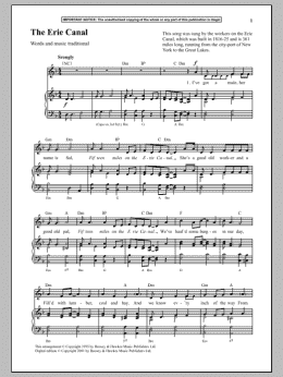 page one of The Erie Canal (Piano & Vocal)