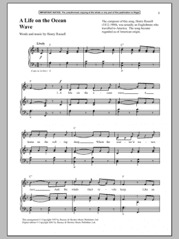 page one of A Life On The Ocean Wave (Piano & Vocal)