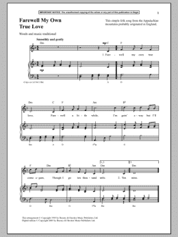 page one of Farewell My Own True Love (Piano & Vocal)